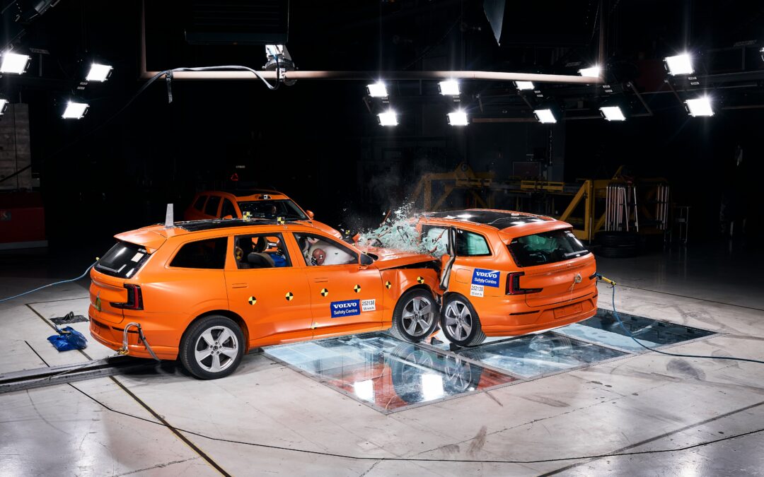 Volvo pushes safety forward with world-first three-car EV crash test